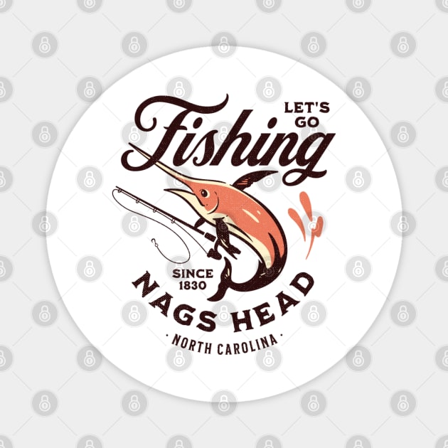 Nags Head, NC Fishing Summer Vacation Magnet by Contentarama